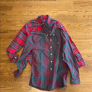 Vineyard Vines Red and Green Plaid Shirts